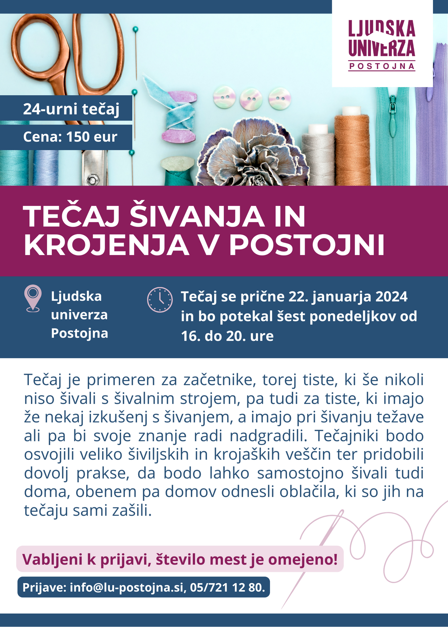 tečaj šivanja in krojenja v postojni